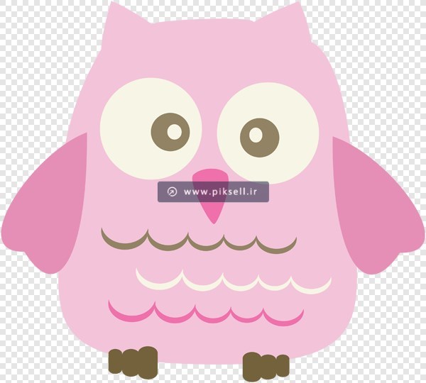 فایل دوربری شده و ترانسپرنت کاراکتر کارتونی جغد صورتی با پسوند png