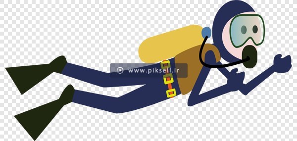 دانلود تصویر دوربری شده و ترانسپرنت کارتونی مرد غواص با فرمت png