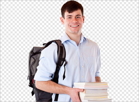 فایل ترانسپرنت دوربری شده دانش آموز و کتابهای مدرسه در دست با فرمت png
