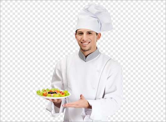 فایل دوربری شده و ترانسپرنت سرآشپز و ظرف سالاد با فرمت png