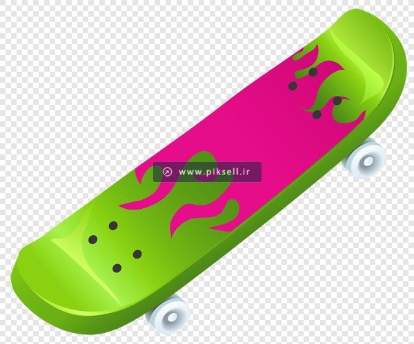 فایل دوربری شده اسکیت برد سبز چرخدار با فرمت png