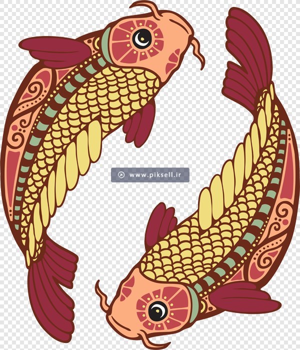 دانلود فایل png دوربری شده ماهی های کارتونی (نماد حوت یا ماهی در طالع بینی و نجوم)