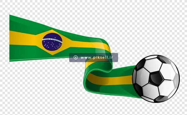 دانلود فایل png دوربری شده توپ فوتبال و پرچم کشور برزیل