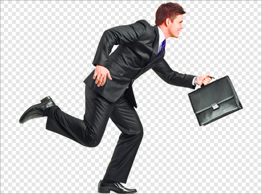 فایل png دوربری شده و ترانسپرنت کارمند در حال دویدن با کت و شلوار سیاه