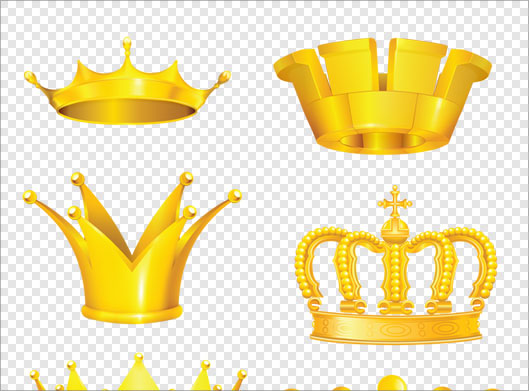 دانلود فایل png دوربری شده مجموعه تاج های پادشاهیی طلایی