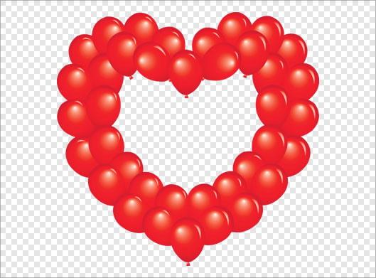 فایل png دوربری شده بادکنک های قلبی شکل قرمز