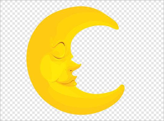 فایل png دوربری شده و ترانسپرنت ماه زرد بصورت کاراکتر گرافیکی و کارتونی