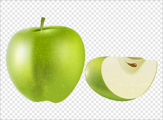 فایل png ترانسپرنت دوربری شده سیب سبز قاچ شده