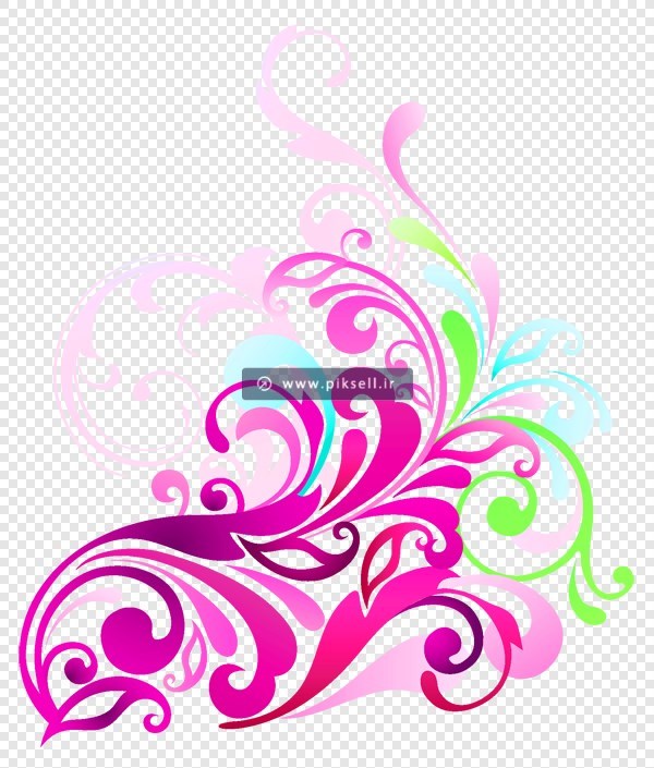فایل دوربری شده گل های زیبای swirl و floral با فرمت png
