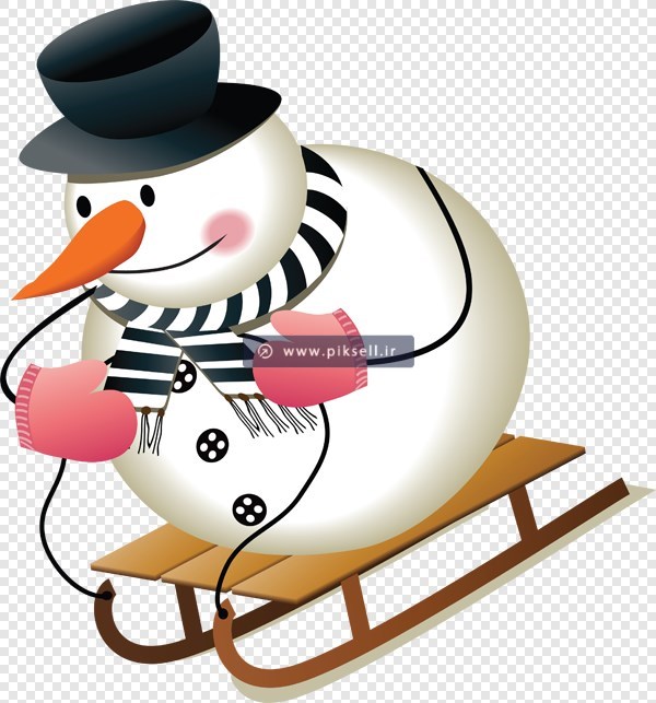 فایل Png دوربری شده آدم برفی در حال اسکی روی برف