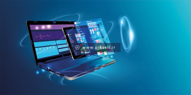 فایل وکتور طرح بکگراند گرافیکی دیجیتال (لپ تاپ و مانیتور)