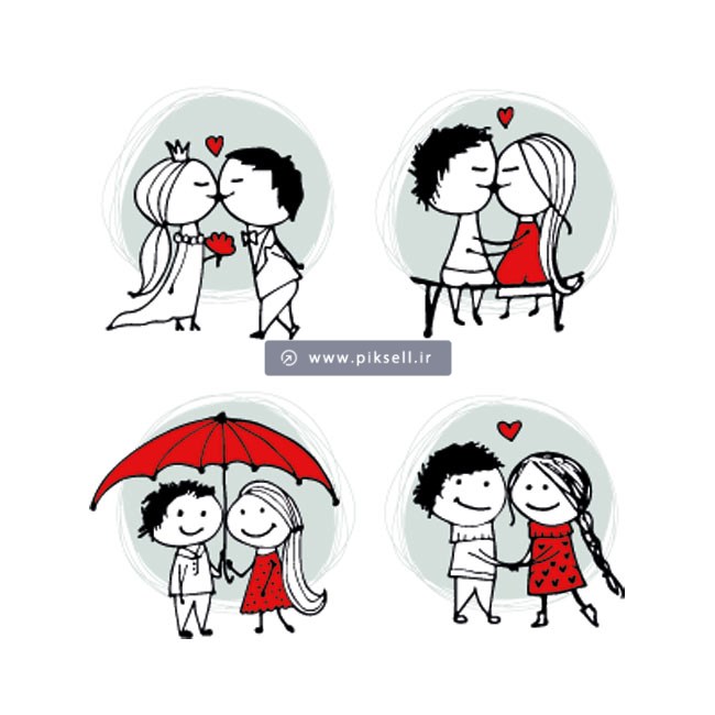 فایل لایه باز وکتوری کاراکترهای گرافیکی دختر و پسر عاشق