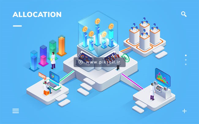 وکتور طرح ایزومتریک با موضوع allocation