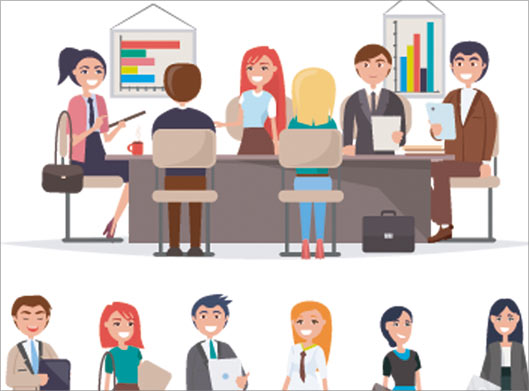 فایل لایه باز وکتور بنر با طرح میزگرد و سمینار تحلیل بازار
