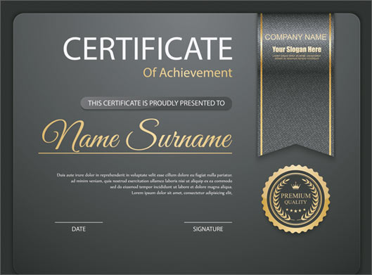 فایل لایه باز وکتور بکگراند سیاه و گواهینامه و certificate