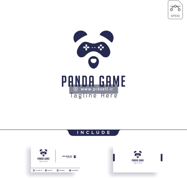 فایل لایه باز لوگو با طرح پاندا و بازی (Panda Game Logo)