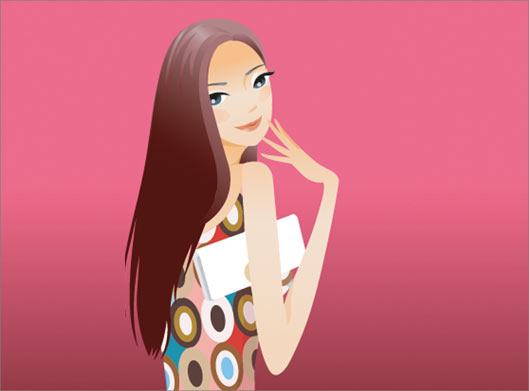 فایل لایه باز گرافیکی دختر جوان و کیف زیر بغل