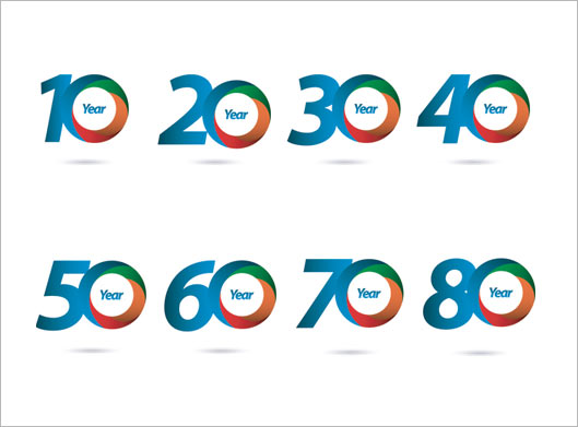 وکتور لایه باز مجموعه لوگوهای اعداد 10 تا 100