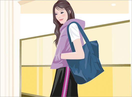 فایل لایه باز دختر جوان در فروشگاه پس از خرید