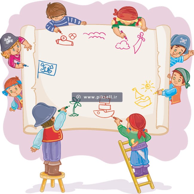 فایل لایه باز وکتور بچه ها و کودکان در حال نقاشی کشیدن