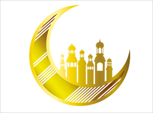 دانلود وکتور لایه باز مناره های مسجد و ماه طلایی