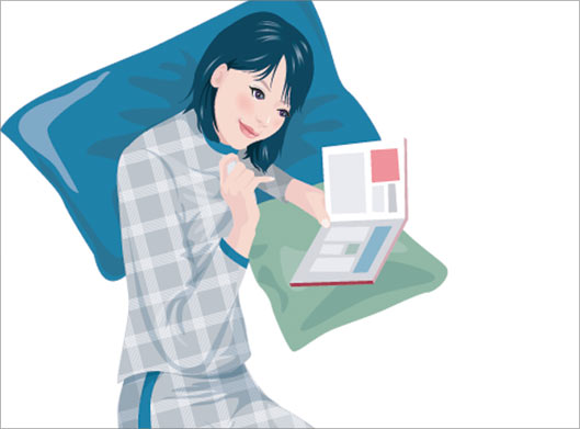 وکتور با طرح کارتونی دختری در حال تماشای آلبوم خاطرات
