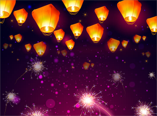 فایل لایه باز فانوس ها در شب در جشنواره دیوالی