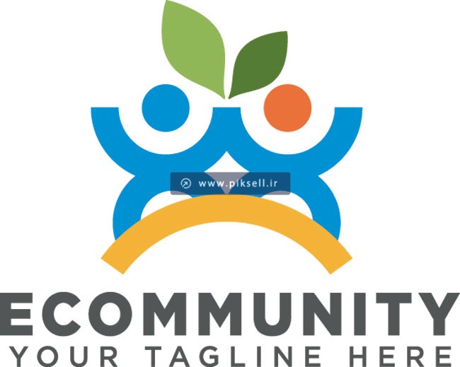 وکتور لایه باز لوگو با موضوع روابط انسانی و Ecommunity