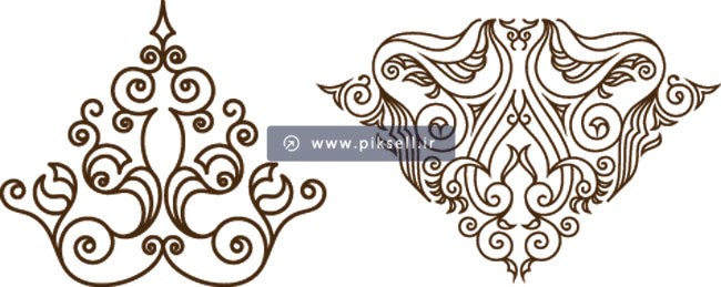 فایل لایه باز وکتور المان های تزئینی سنتی گل و بوته ای