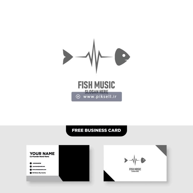 وکتور لایه باز لوگوی Fish Music یا لوگوی ماهی و موزیک
