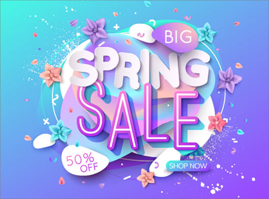 فایل لایه باز بنر با طرح Spring Sale یا فروش ویژه بهاره