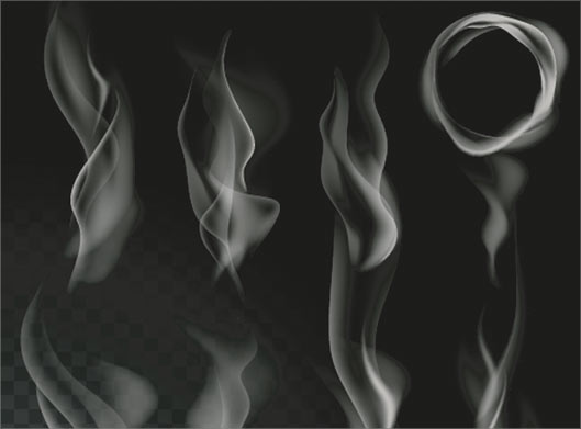 فایل گرافیکی لایه باز مجموه افکت های دود روی پس زمینه سیاه