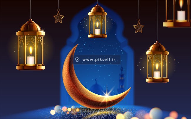 وکتور بکگراند و پس زمینه با طرح ماه طلایی ماه رمضان
