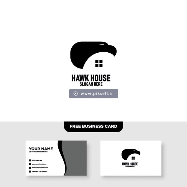 فایل وکتور لایه باز لوگو و نماد ترکیبی عقاب و خانه یا Hawk House Logo