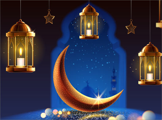 وکتور بکگراند و پس زمینه با طرح ماه طلایی ماه رمضان