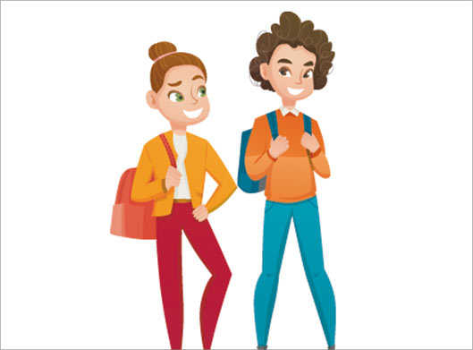 دانلود طرح کارتونی دو زن جوان در حال قدم زدن