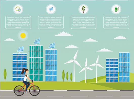 طرح بنر با موضوع اینفوگرافیک شهر سبز یا green city