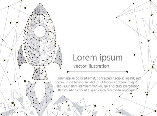 وکتور طرح لایه باز بنر سفید با طرح موشک و موضوع استارتاپ