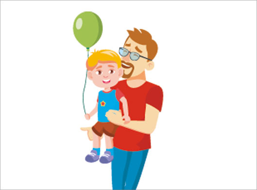 وکتور طرح گرافیکی پدر و فرزند شاد و بادکنک