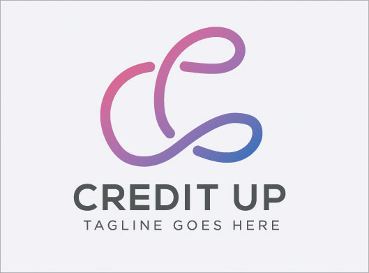 طرح وکتور لوگوی حرف c انگلیسی با مفهوم Credit Up