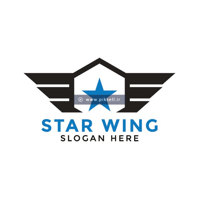طرح لایه باز وکتور لوگوی بال و ستاره با مفهوم Star Wing