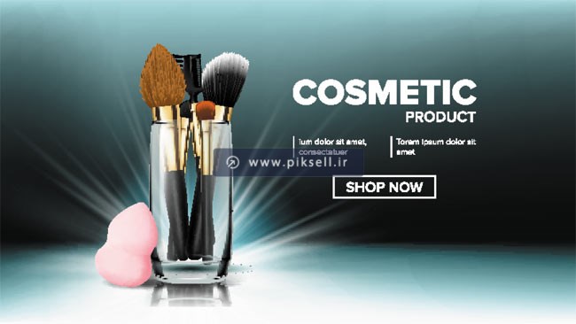 وکتور لایه باز بنر تبلیغاتی با موضوع آرایش و زیبایی یا cosmetic