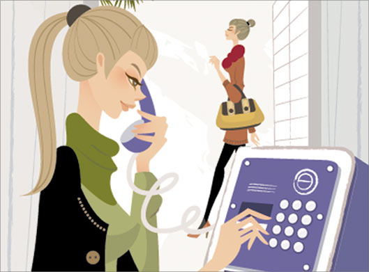 فایل لایه باز وکتور طرح گرافیکی دختر جوان در حال تماس با تلفن