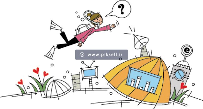 دانلود طرح گرافیکی و کارتونی دختر جوان در حال غواصی در دریا
