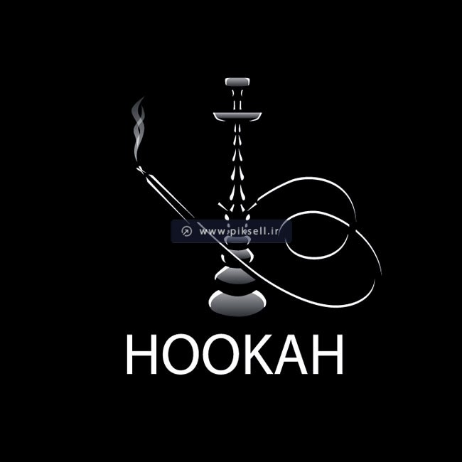 فایل آماده طرح لوگو و نماد قلیان با بکگراند سیاه