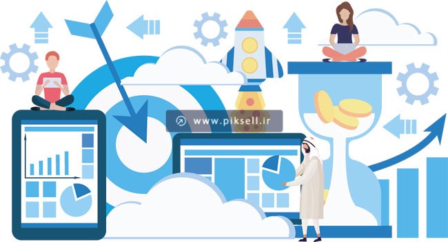 وکتور با طرح لایه باز گرافیکی بنر با موضوع تولید ثروت و استارتاپ