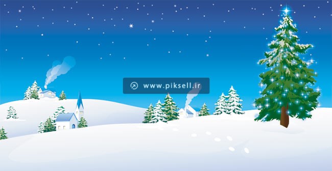 دانلود وکتور لایه باز منظره گرافیکی زمستانی برفی با فرمتهای eps و ai
