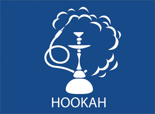 فایل لایه باز وکتور لوگو و نماد قلیان یا hookah با بکگراند سرمه ای