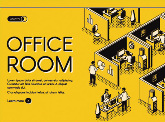 طرح لایه باز گرافیکی ایزومتریک خانه یا اداره یا office home
