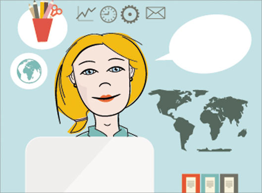 وکتور لایه باز با طرح گرافیکی منشی زن و لپ تاپ با فرمتهای ai و eps